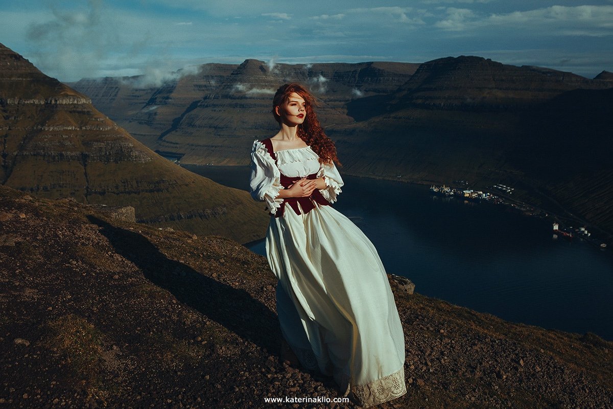 Portrait, nature, mountains, art, woman, model, wind, Катерина Клио
