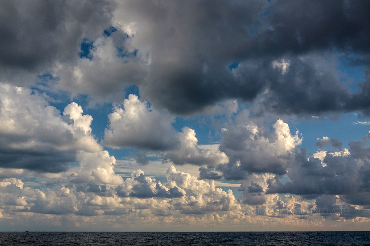 Sky, clouds, landscape, sea, Black Sea, horizon, blue, white, water, space, Владимир Нейморовец
