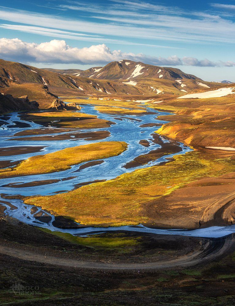 iceland,mountains,highlands,summer,golden hour,valley,river,glacial,, Adrian Szatewicz