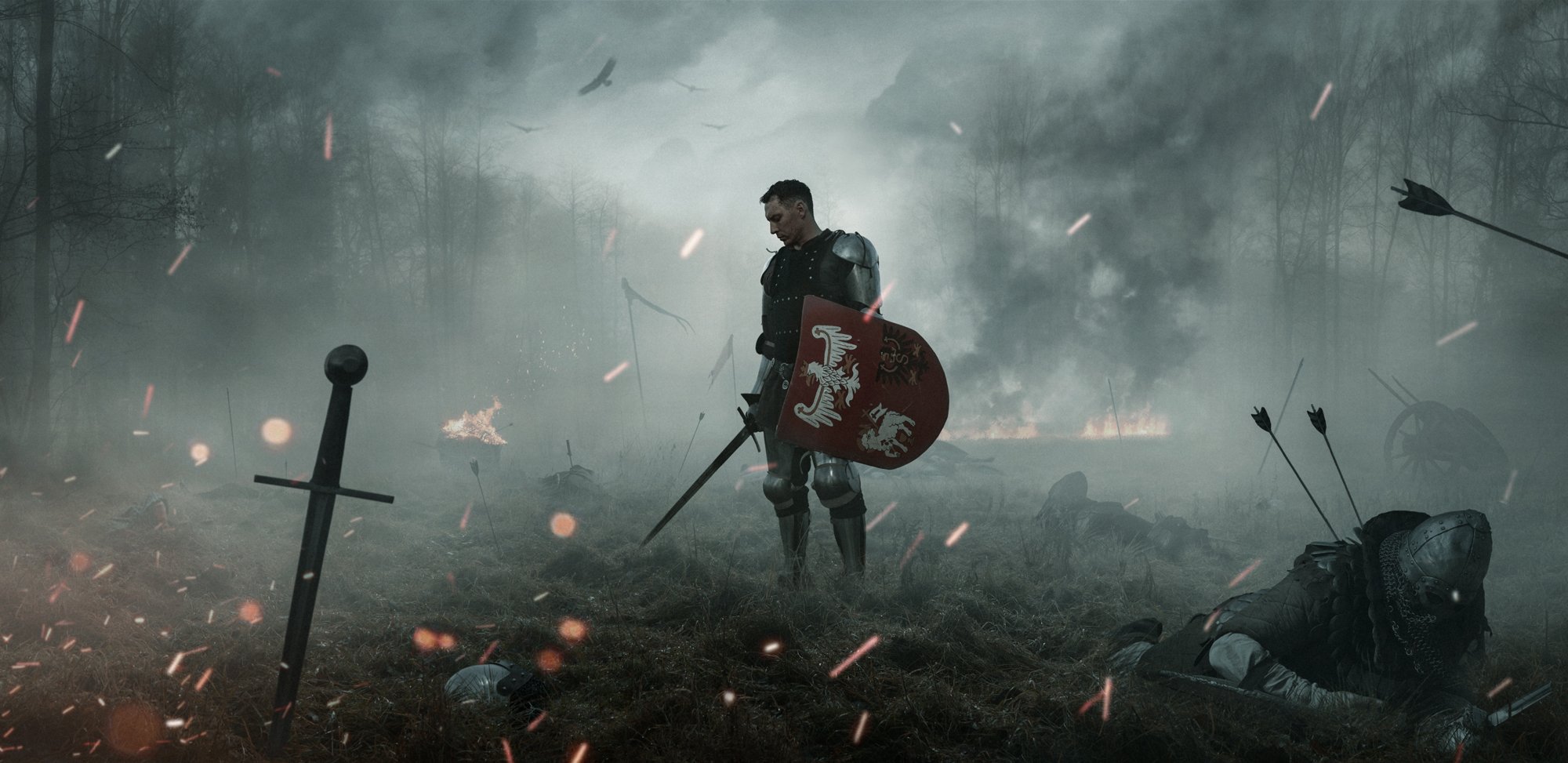 knight,fight,battle,battlefield,panoramic,moody,cinematic,war,man,, Przemyslaw Koch