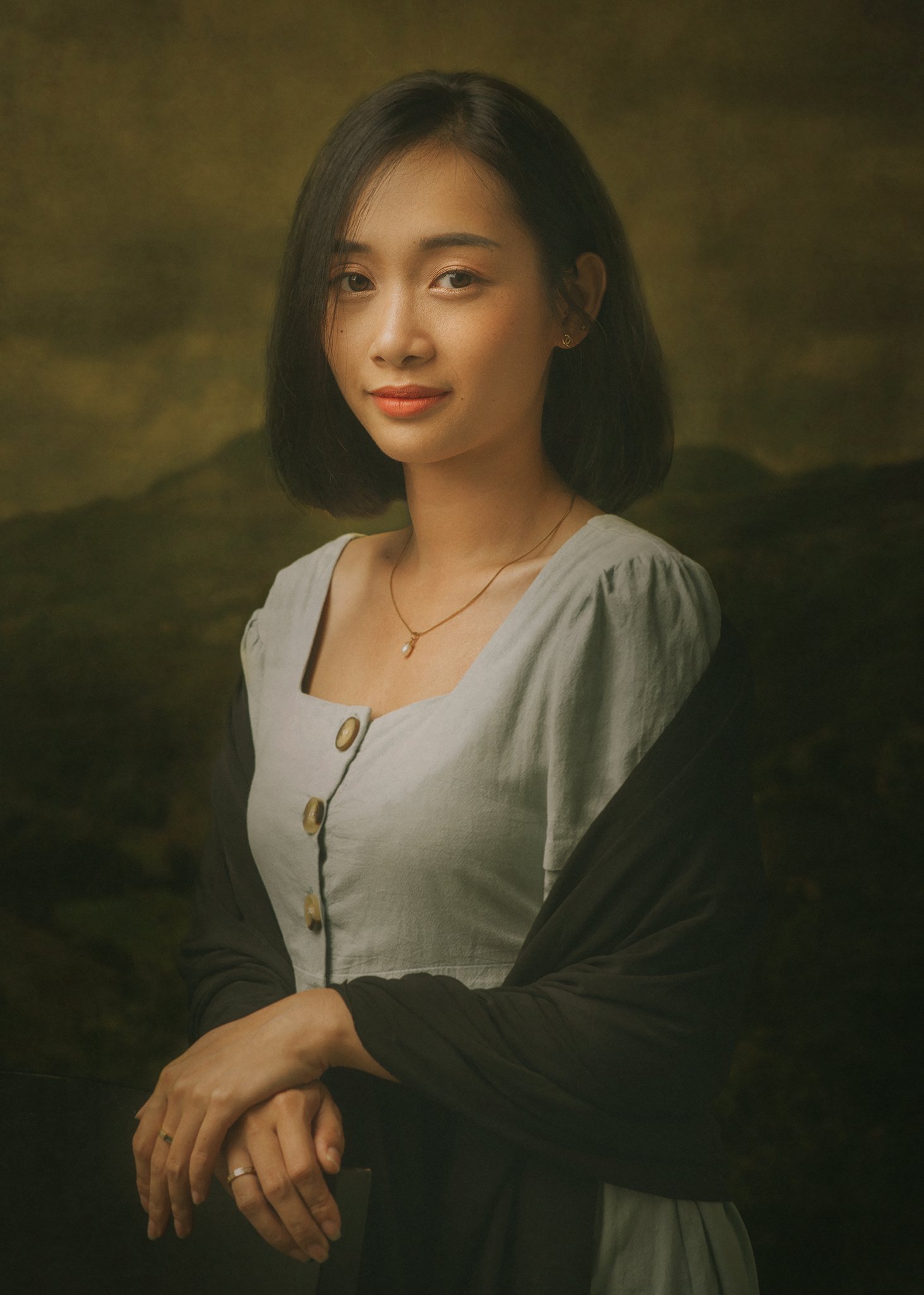 portrait, female, woman, girl, asian, vietnam, vietnamese, young, face, beauty, glamour, studio, eyes, short hair, hairstyle. staged, classic, Hoang Viet Nguyen