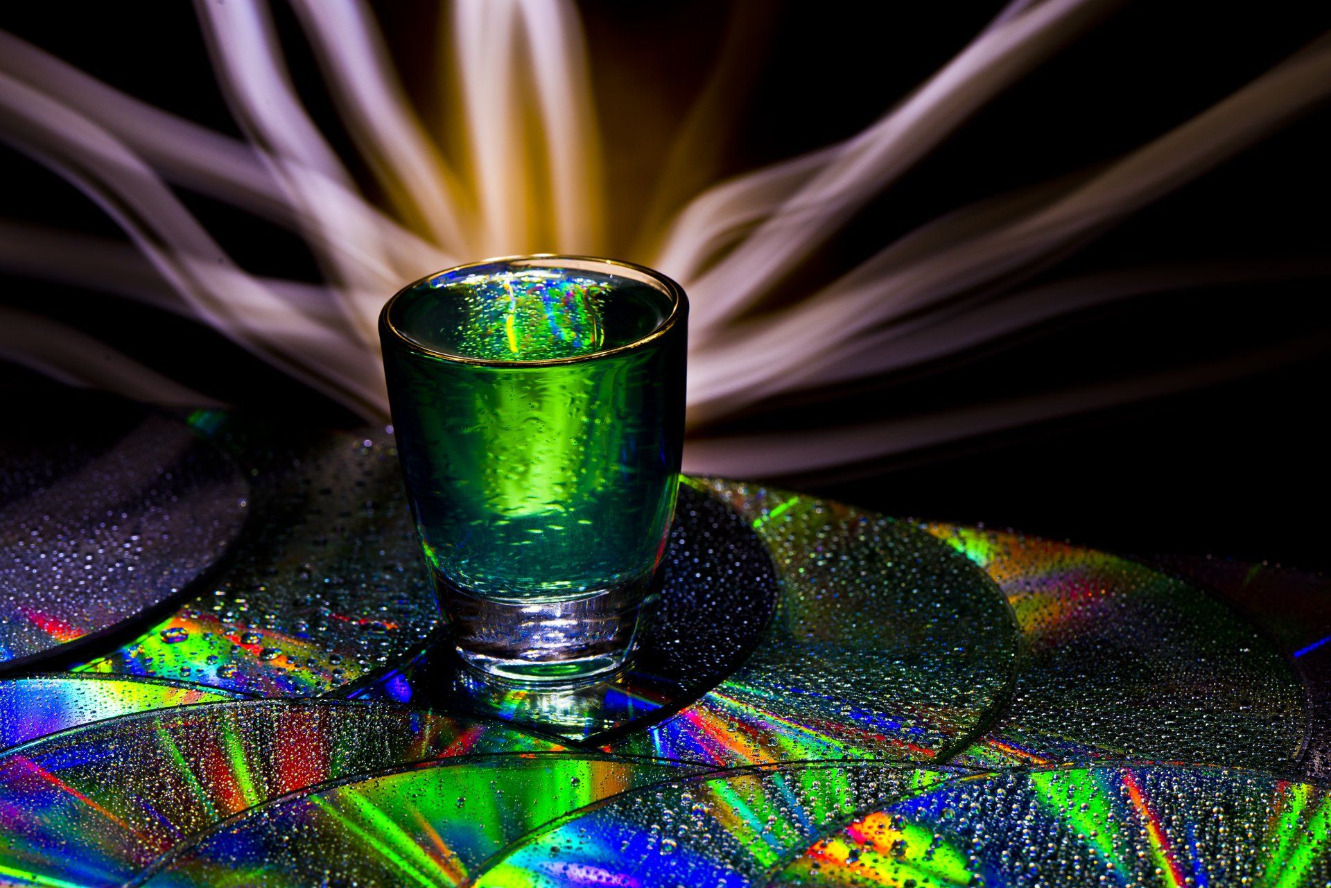 light-painting CD disc water drop light color , Paolo Barbarini