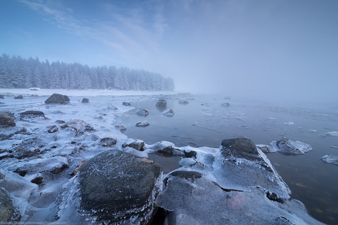 кандалакшский залив, туман, мороз, зима, заполярье, белое море, Сергей Малинин