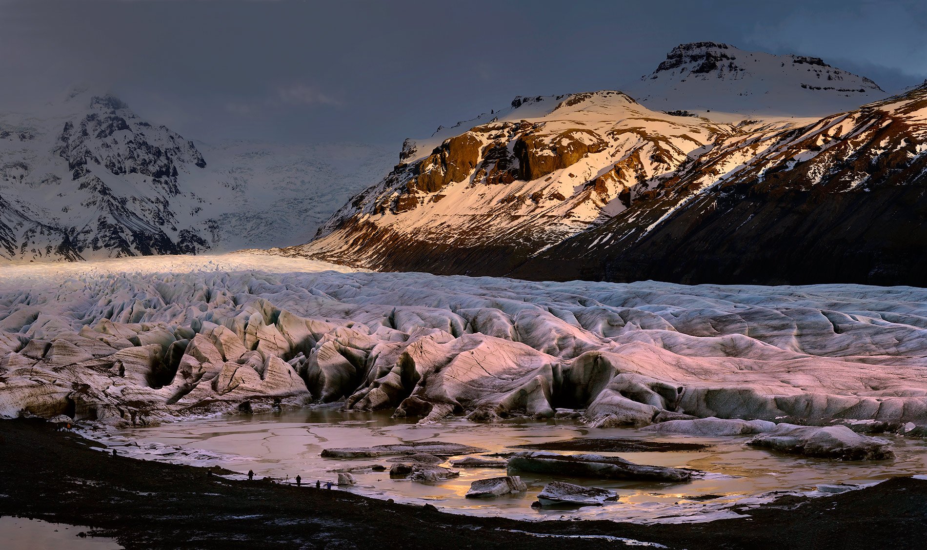 ледник, исландия, закат, Yury Pustovoy