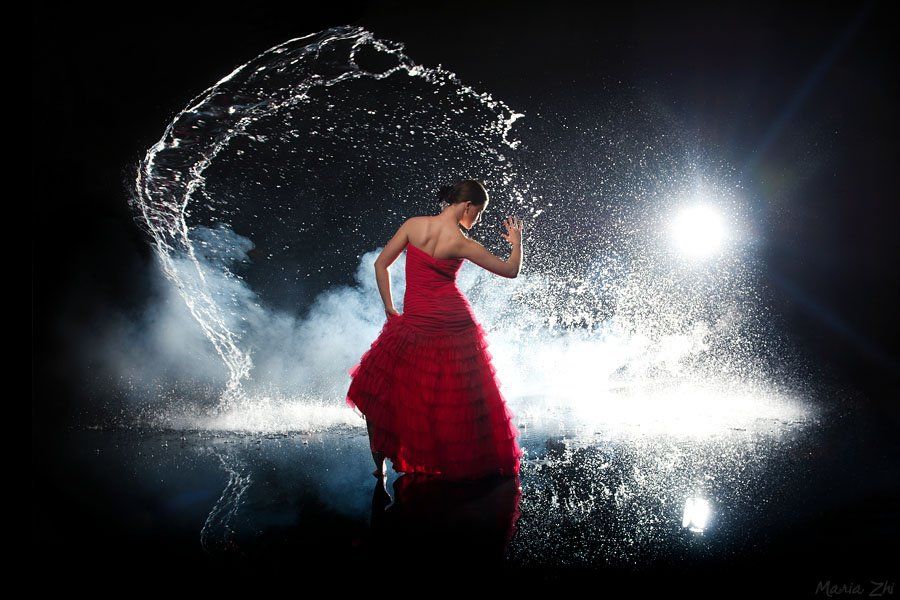 aqua, water, flash, drops, flamenco, Maria Zhi