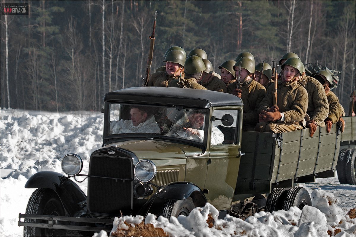 1943, солдаты, реконструкция, гарнизон, а, форма, винтовка, ополчение, добровольцы, авто, полуторка, газ, Виктор Перякин