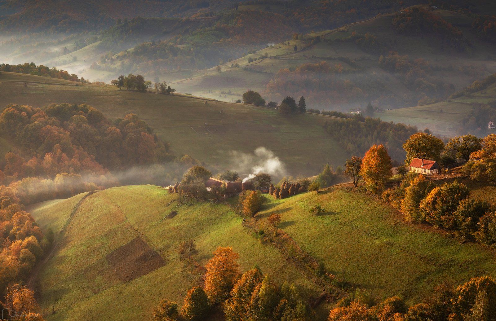 autumn, trees, light, village, landscape, travel, nature, mountain, romania, cold, sunrise, Lazar Ioan Ovidiu