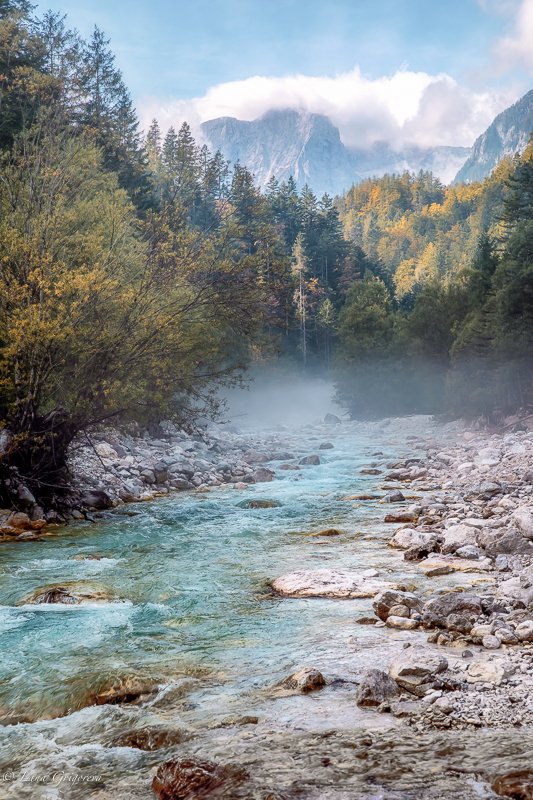#словения, #река,  #горы,  #осень #пейзаж, Лана Григорьева