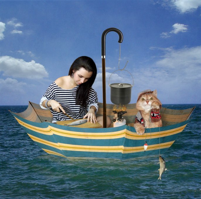 кошка, море, рыбалка, Iridi (Ирина Кузнецова)