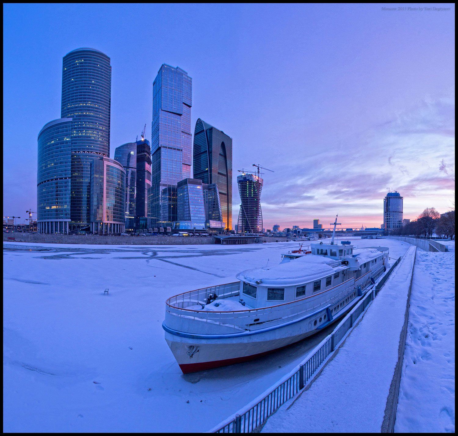 москва, город, сити, зима, снег, утро, восход, Юрий Дегтярёв