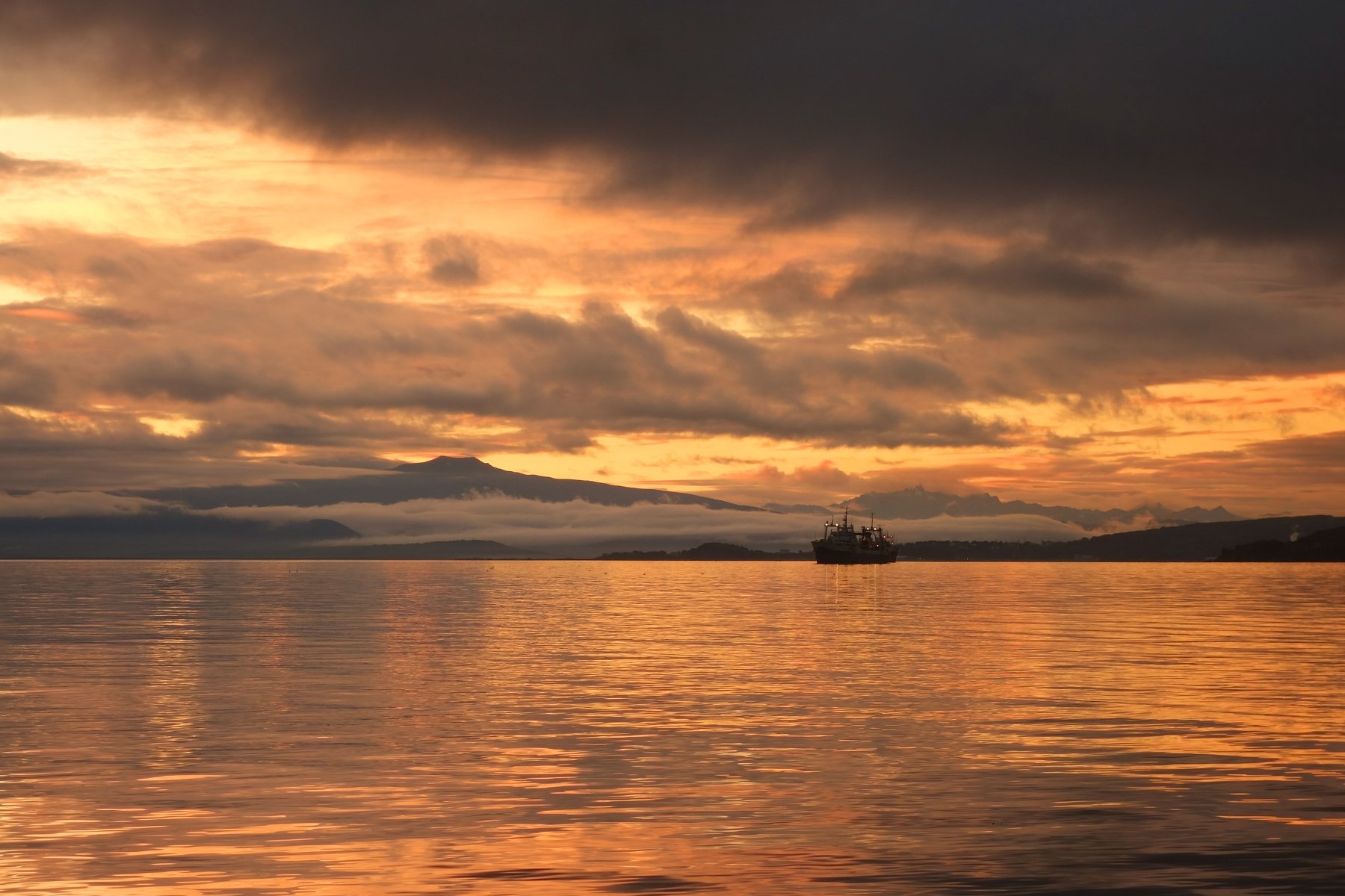 evening, sunset, ocean, horizon, coast, bay, landscape, Сергей Андреевич