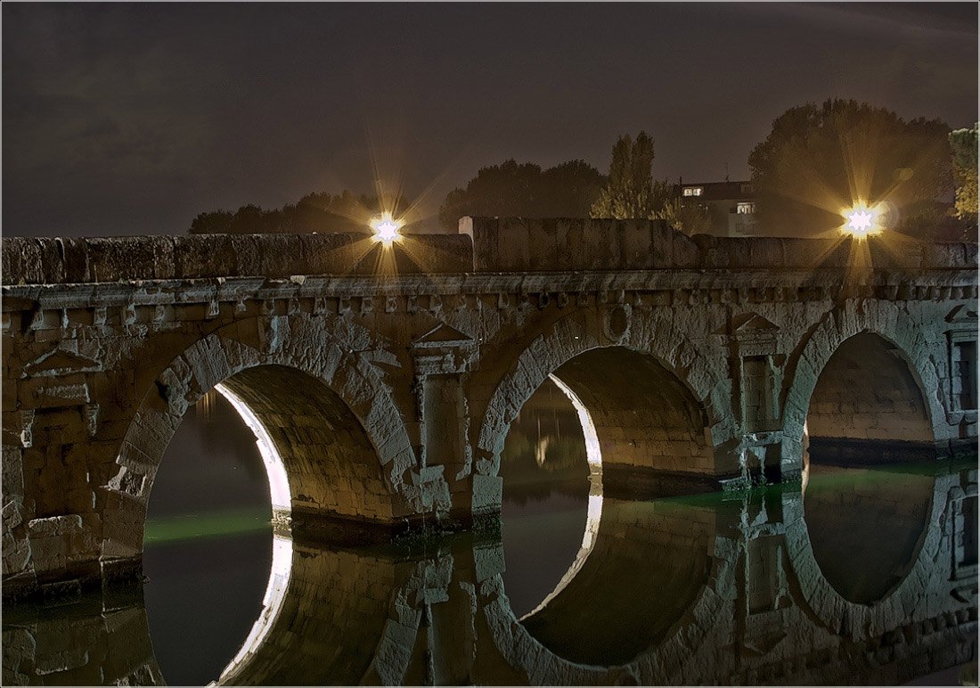 италия, мост тиберия, ночь, римини, foto liubos, Любовь Селиванова
