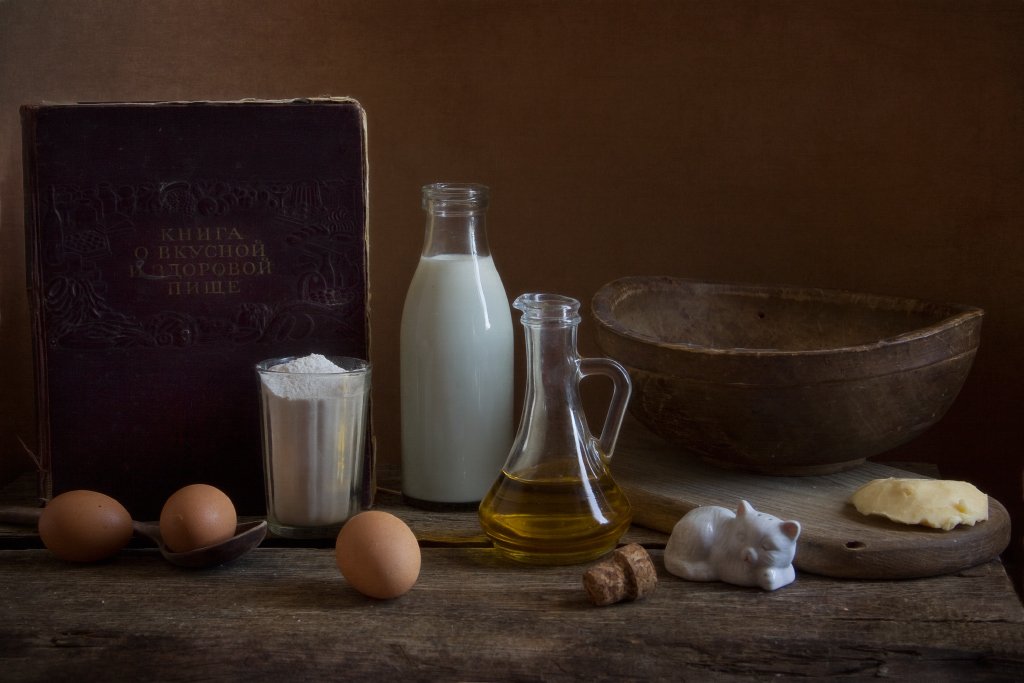 книга, натюрморт, яйца, молоко, мука, продукты, еда, Eleonora Grigorjeva