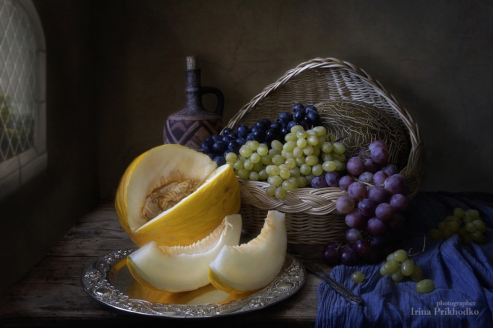 натюрморт, винтажный, фрукты, виноград, дыня, художественное фото, Ирина Приходько