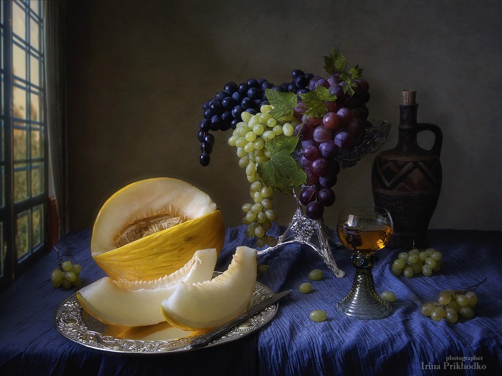 натюрморт, десерт, фрукты, дыня, осень, вино, винтажный, художественная фотография, Ирина Приходько