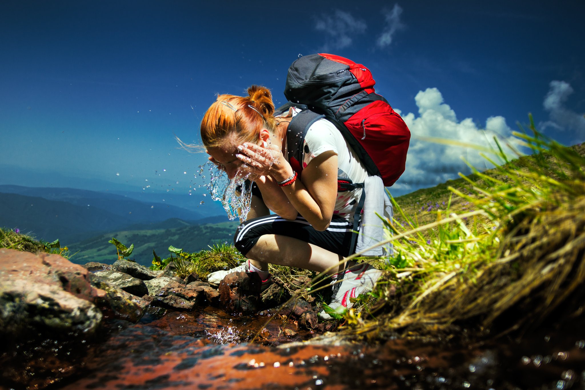 hike, serbia, stream, wild, mountain, water, girl, backpacking, Marko Radovanovic