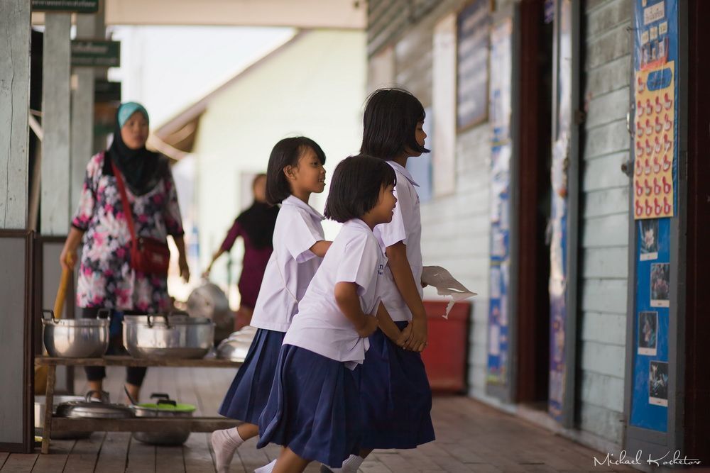 Sea Gypsies village. School.