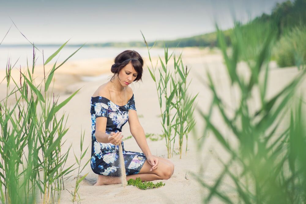 Playing with sand - Baltic sea