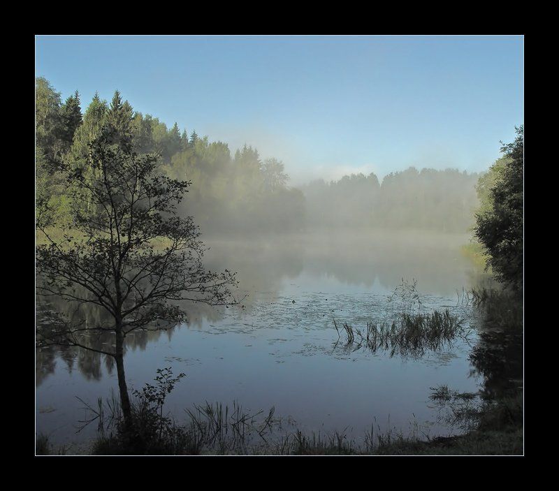 селигер туман протока утро про туман ...photo preview