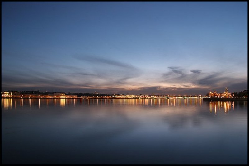 петерубрг, питер, город, река, нева, вода, отражение, огни, иллюминация, вечер, небо, облака, закат, dyadyavasya Вечерний горизонт Питераphoto preview