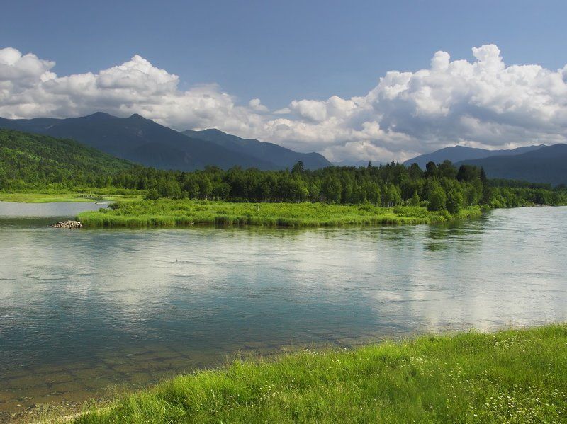 бурятия, река, переемная, горы, облака photo preview