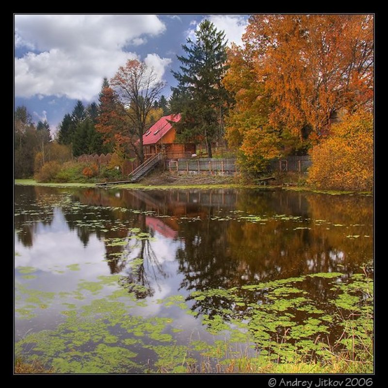 подмосковье, осень, октябрь, пруд, домик, photohunter Спрятавшись в осени..photo preview