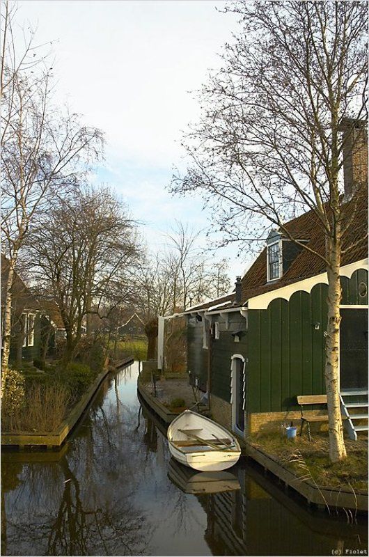 голландия, лодки, Заансе Сханс, зима Деревенские дорожкиphoto preview