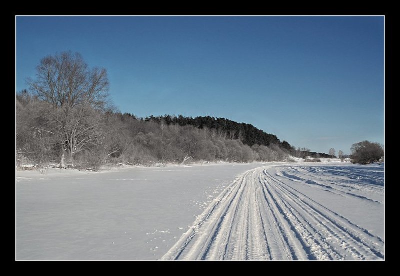 замерзшая, речка, лыжня, мороз photo preview