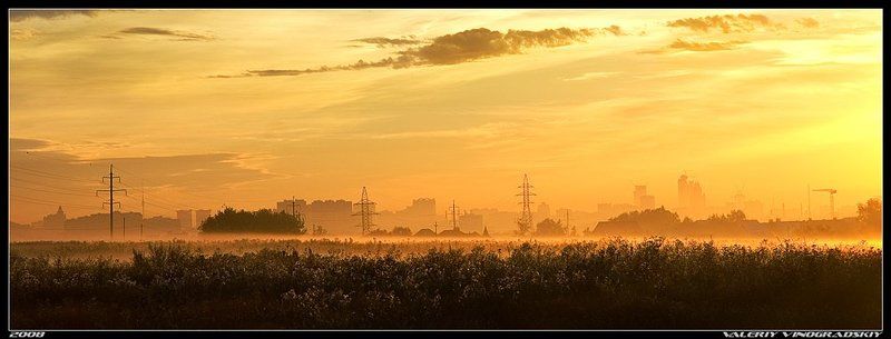 рассвет утро город туман Урбанистический рассветphoto preview