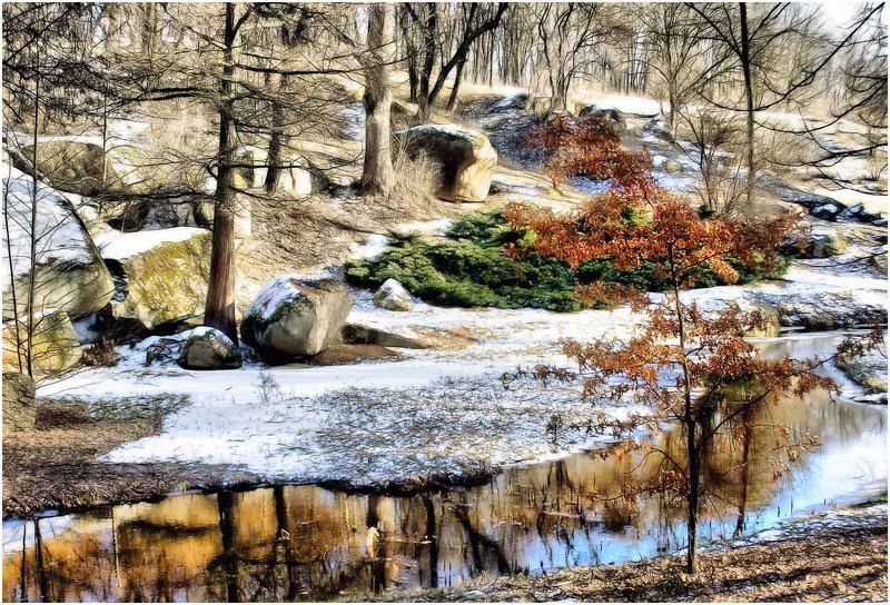 пейзаж, природа, река, скалы Последняя листваphoto preview