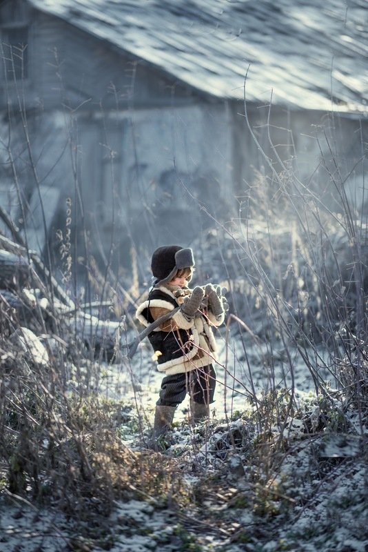 зима, деревня, дрова, мороз photo preview