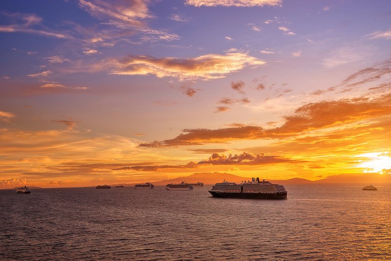 sea sunset sky cruise ships princess cruise trip tourism cruise photo preview