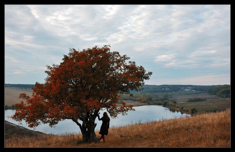 девушка,осеень, цвета осенние визитыphoto preview