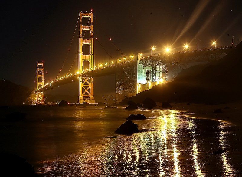 golden, gate, bridge, at, night photo preview