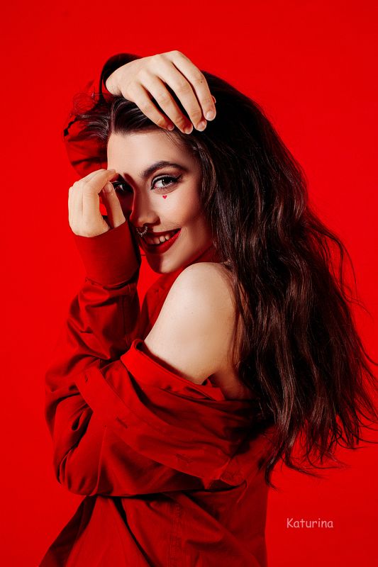фотография, портрет, портретная фотография, девушка в красном, red, женская красота photo preview