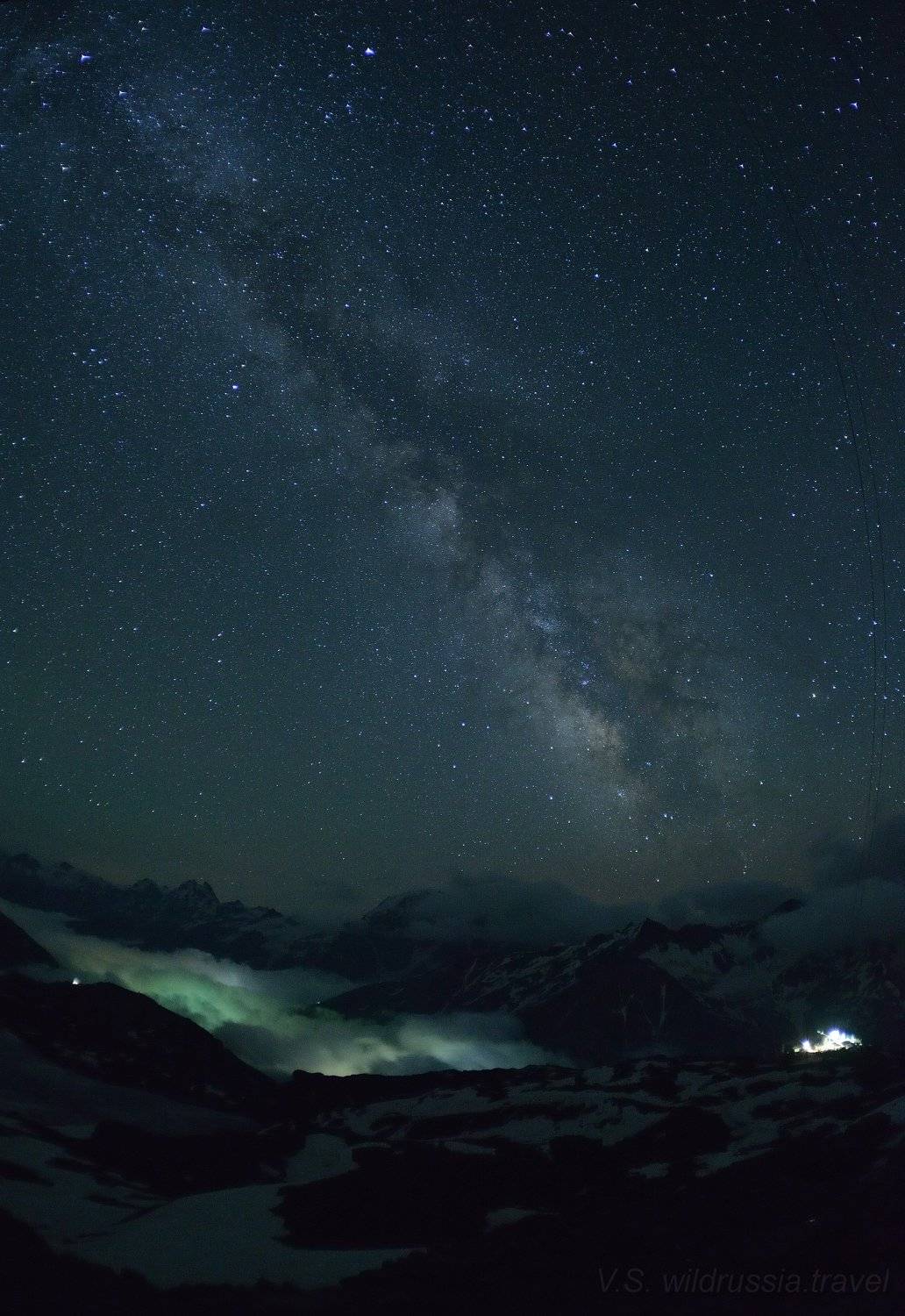 Эльбрус, Кавказ, Россия, горы, небо, звёзды, ночь, Млечный Путь, высота, шагнивнеизведанное, Владимир Столяров