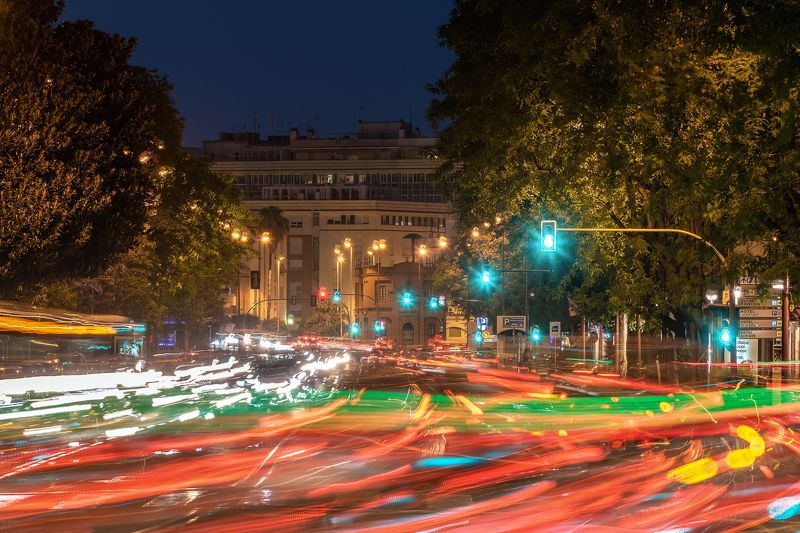 way; night; city; lights; colors; blue hour, Оставайся на дорожкеphoto preview