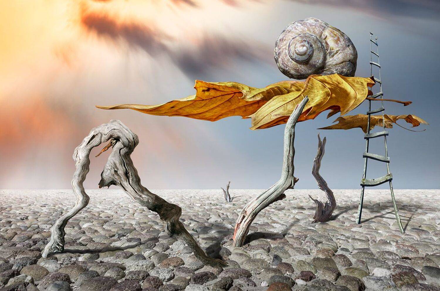 Flying. Автор: Александър Александров conceptual experiment abstract imaginary national scenery, Александър Александров