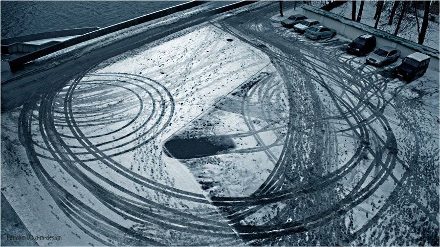 москва, авто, следы, снег, Виктор Перякин