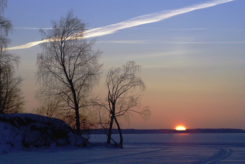 небо, закат Воздушноснежные дорогиphoto preview