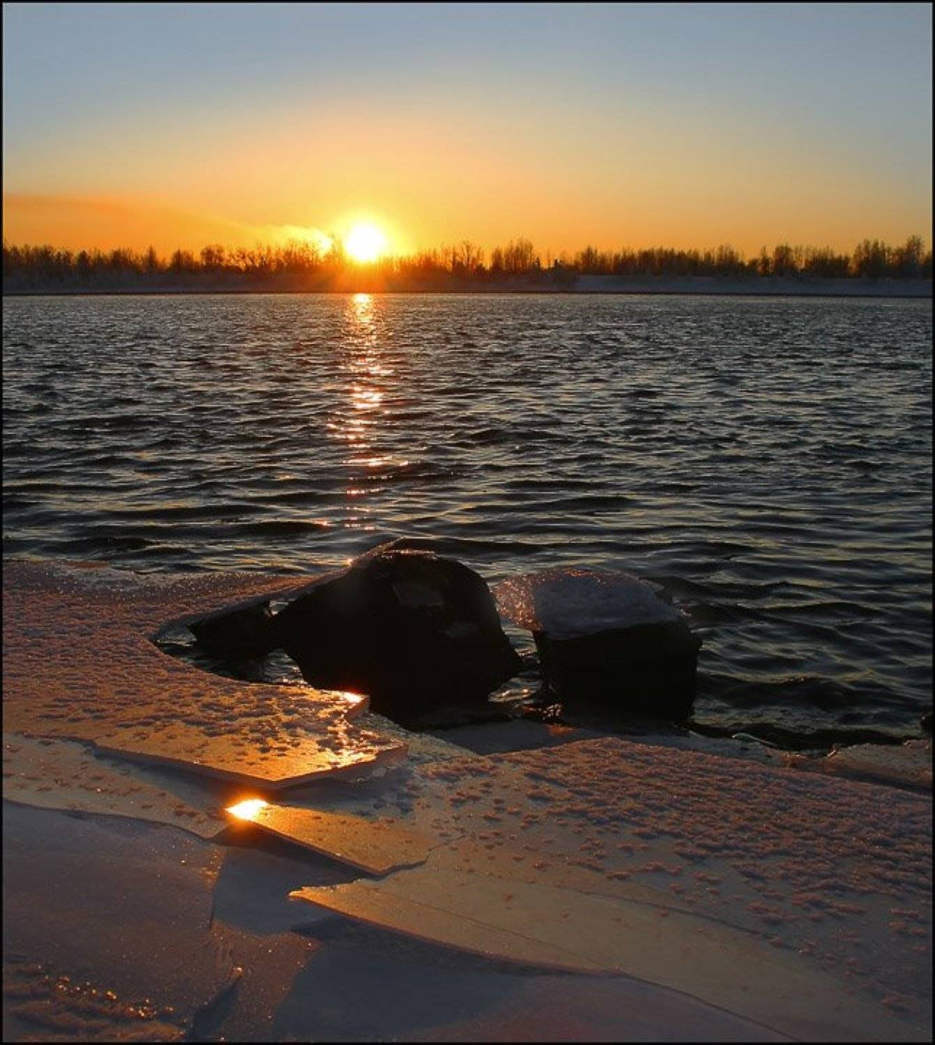 солнце,река,закат, Неместный