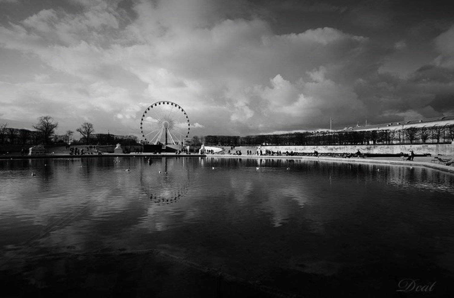 франция, париж, тюльрьи, вид, колесо, обозрения, облака, Darn Cat