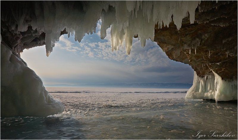 байкал, зима, лёд, грот Гротphoto preview