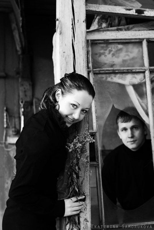 пара, чб, дом photo preview