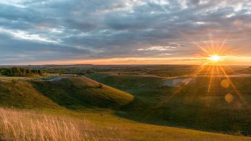 пейзаж, закат, весна, степь, мел, холмы Spring sunsetphoto preview