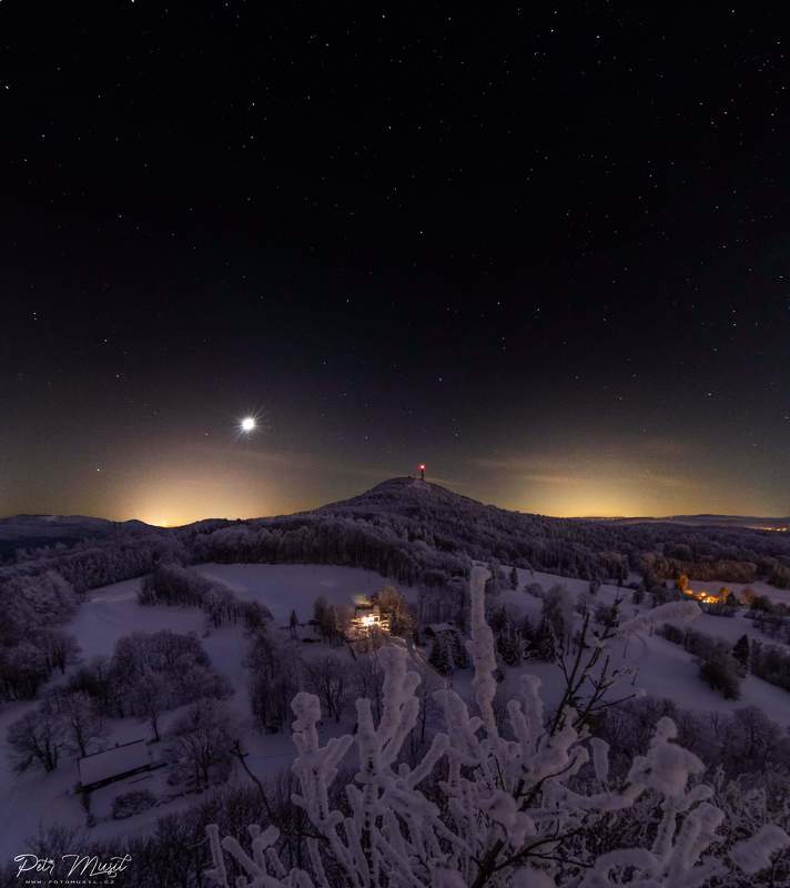 Night, czech, Lusatian, Winter, Snow Night in the Lusatian mountainsphoto preview