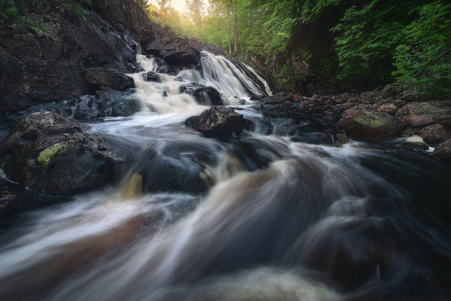 halland, sweden, waterfall, summer, water, Csomai David