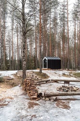 Cozy houses in the Karelian forest