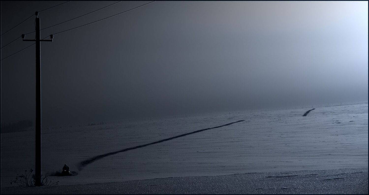 зима, колея, снегоход, след, столб, Ольга Заболотская