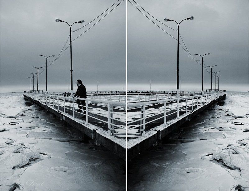 мужчина, лед, отношения, размышления, холод, зима, причал, залив ...Ты ушла..?photo preview